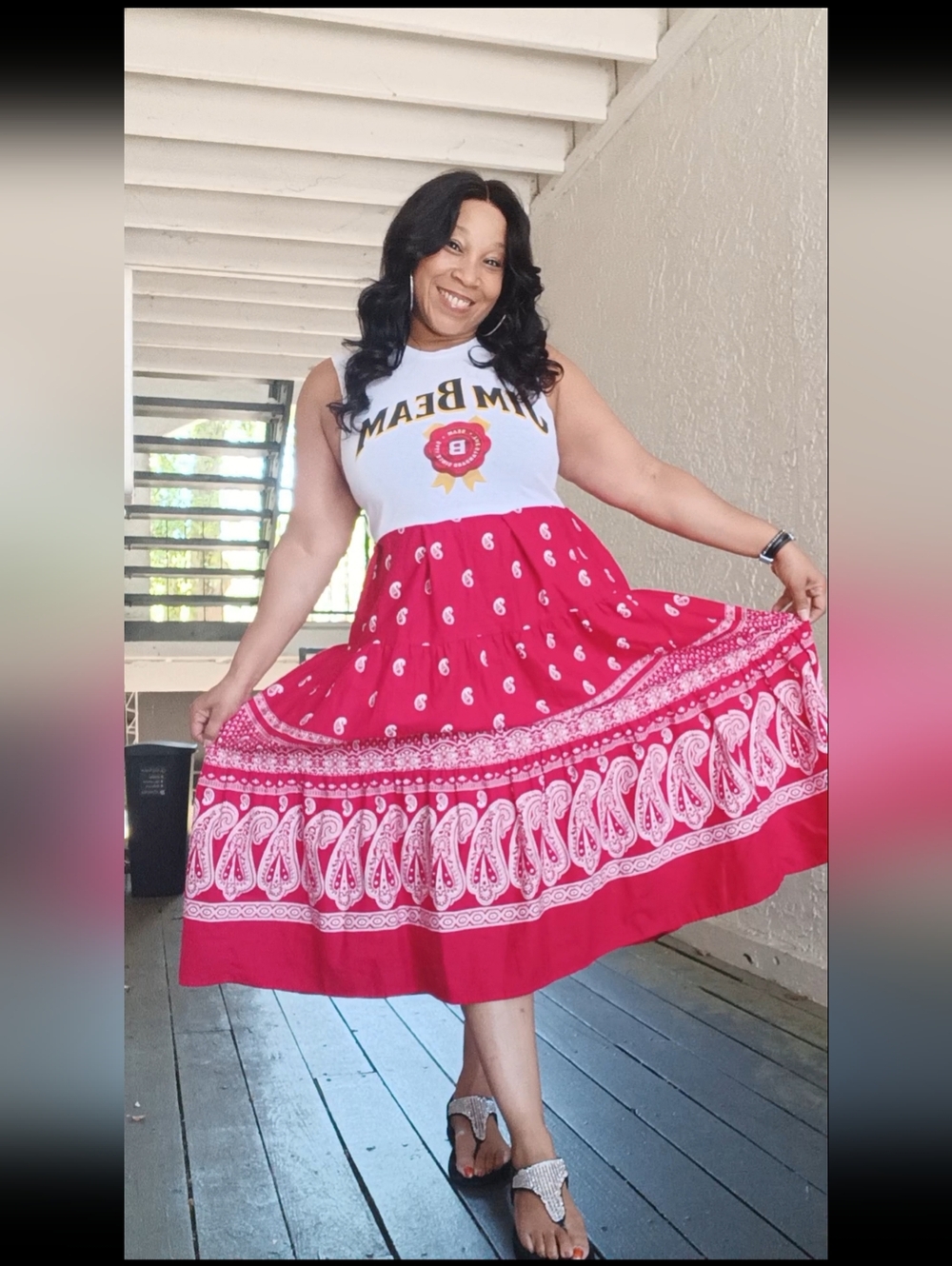 Upcycled Jim Beam Tshirt / Bandana Dress